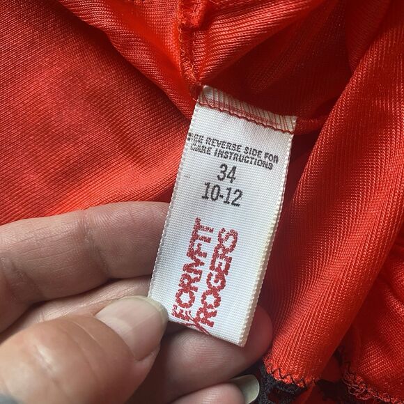 Vintage Formfit Rogers Red/Black Nylon Lace Camisole Lingerie Top. 34/S. USA. - Picture 7 of 12